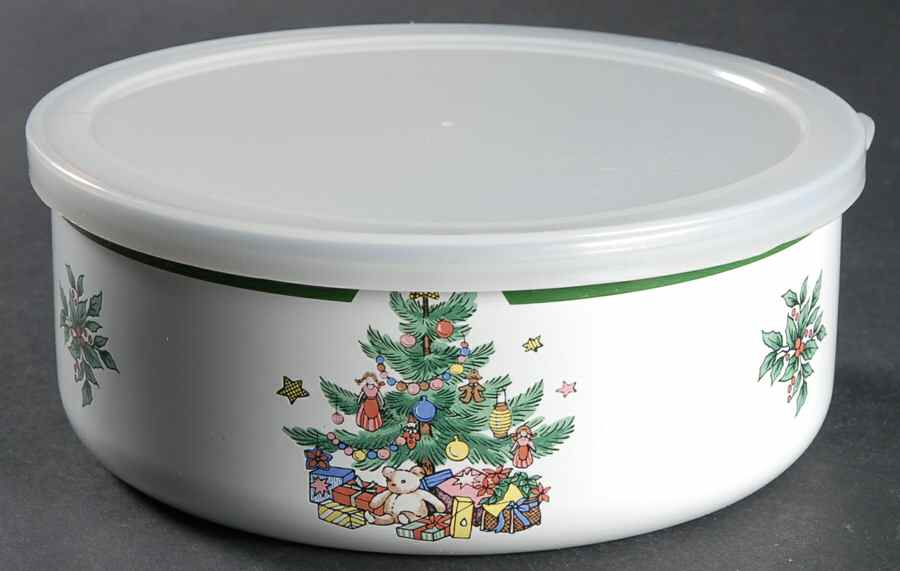 Happy Holidays 6 5/8" Metal Bowl W/Plastic Lid by Nikko-1