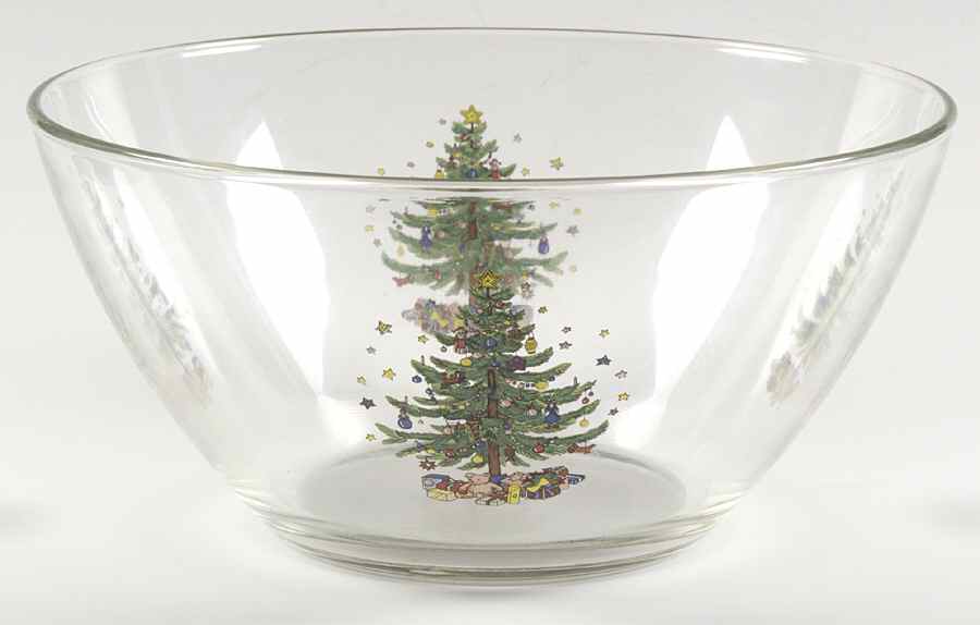 Happy Holidays Round Glassware Vegetable Bowl by Nikko-1