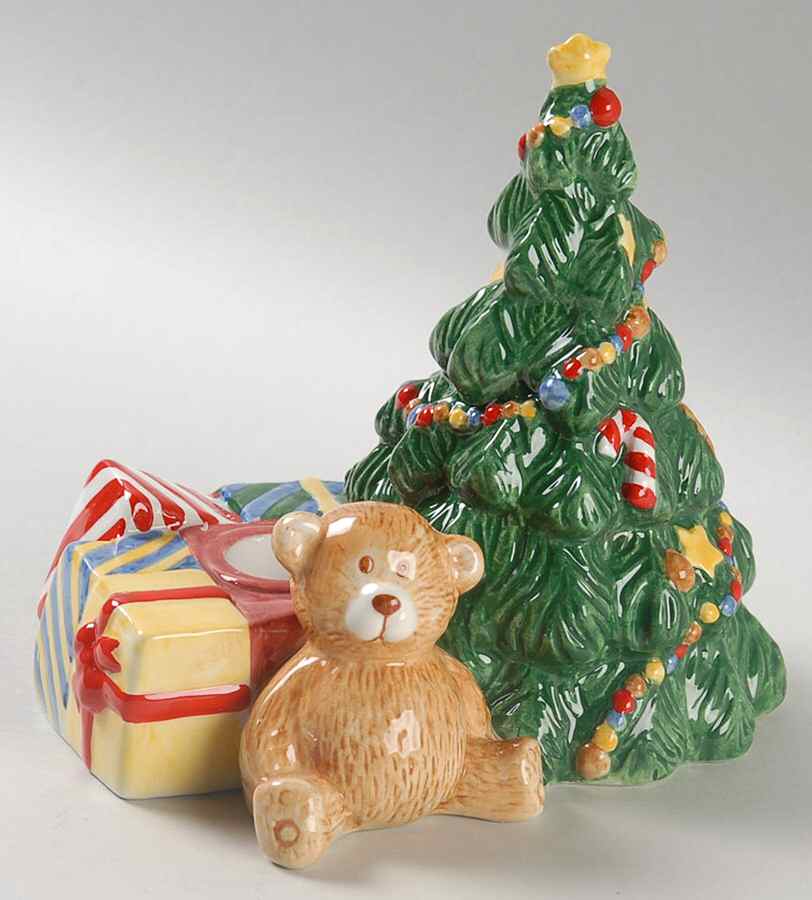 Happy Holidays Christmas Tree Shaped Candle Holder by Nikko-1