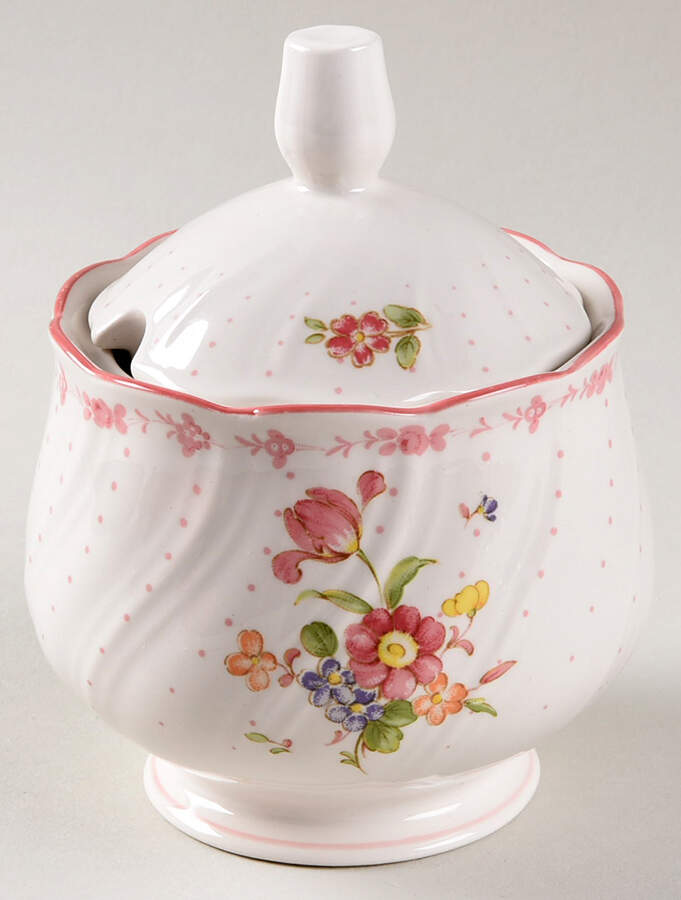 Pink Peony Sugar Bowl & Lid by Nikko-1