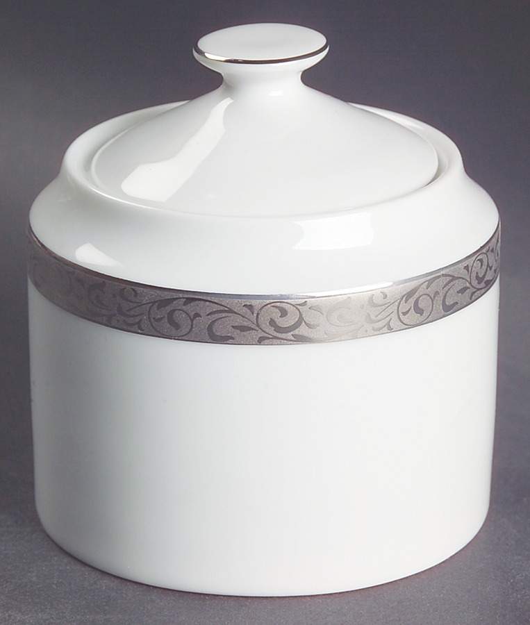 Platinum Filigree Sugar Bowl & Lid by Nikko-1