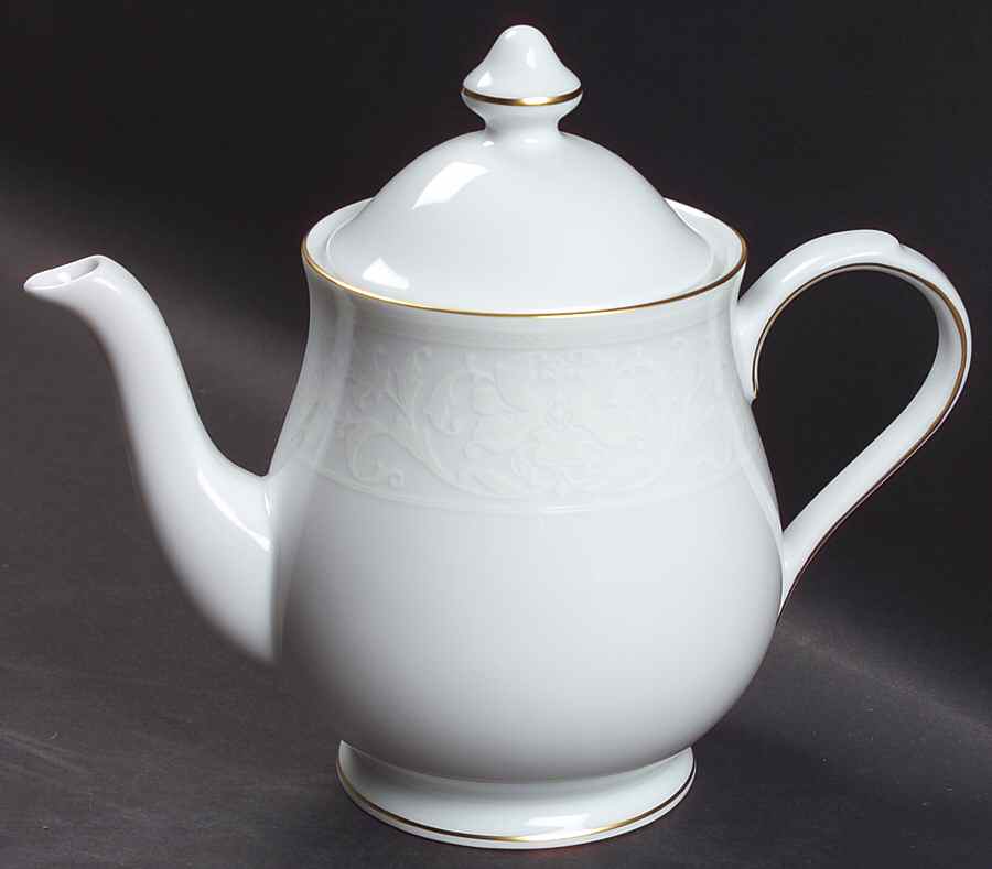 White Lace Gold Teapot & Lid by Nikko-1