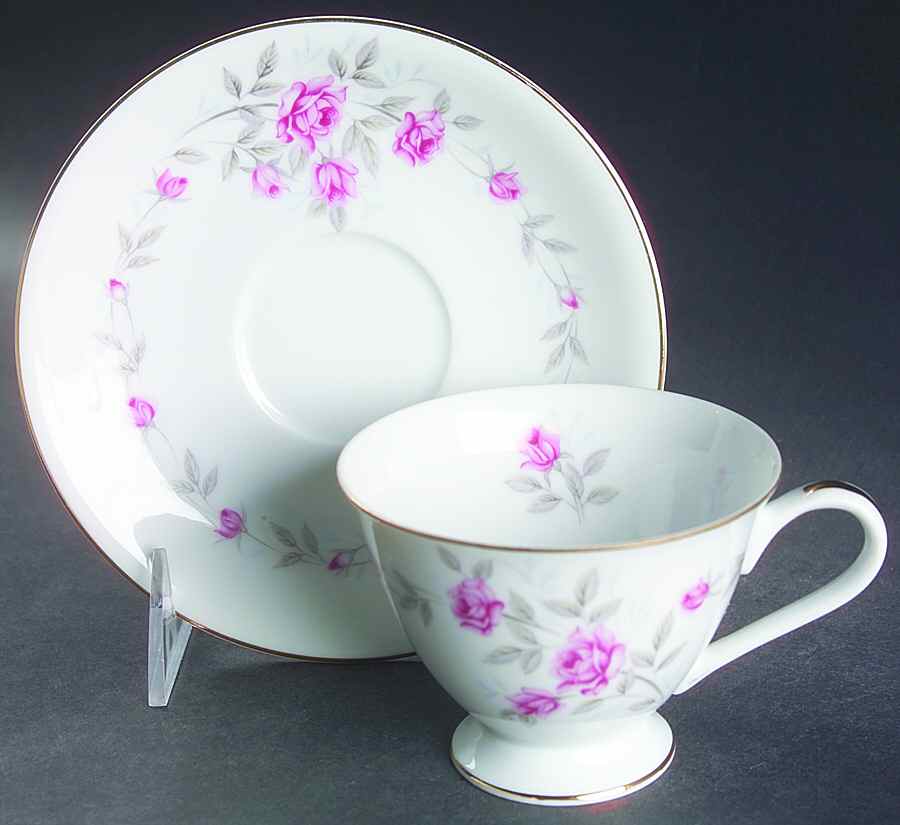 Bridal Rose Footed Cup & Saucer Set by Norleans-1