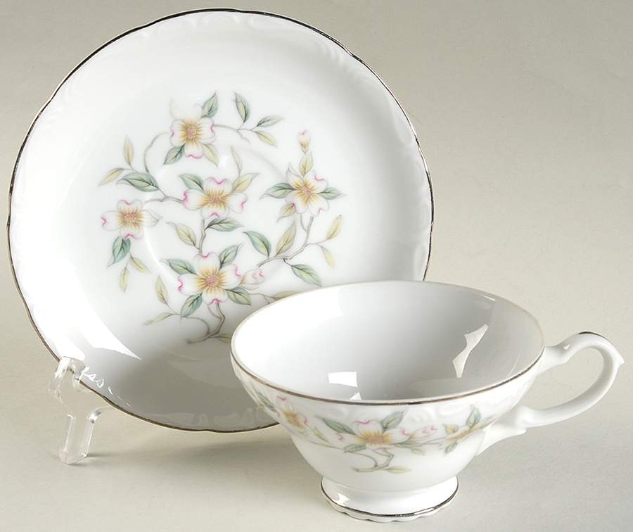 Dogwood Bouquet Footed Cup & Saucer Set by Norleans-1