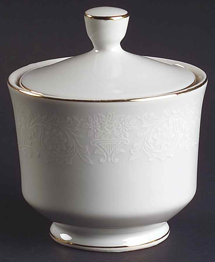 White Lace Sugar Bowl & Lid by Norleans-1
