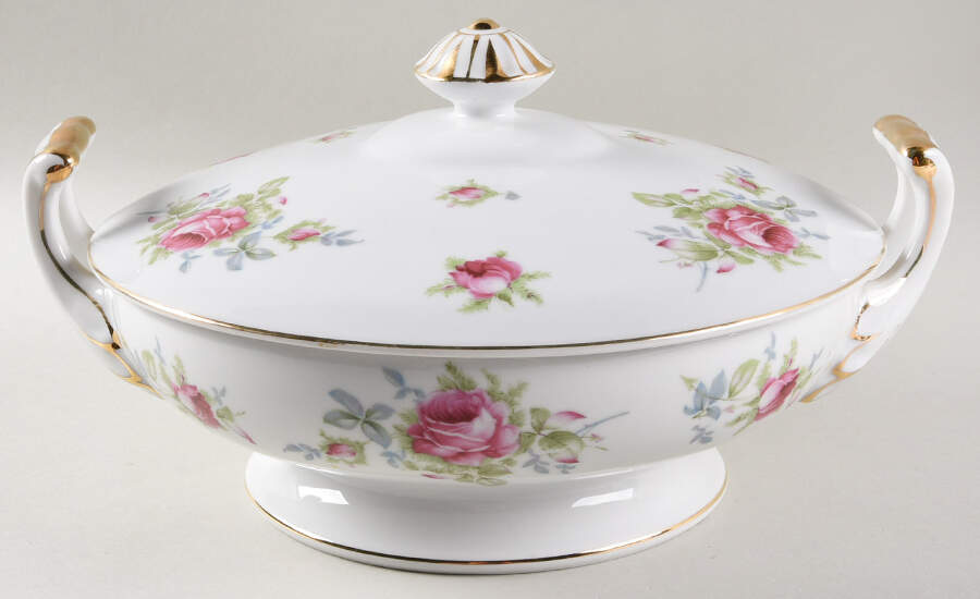 Dresden Rose Round Covered Vegetable by Norcrest-1