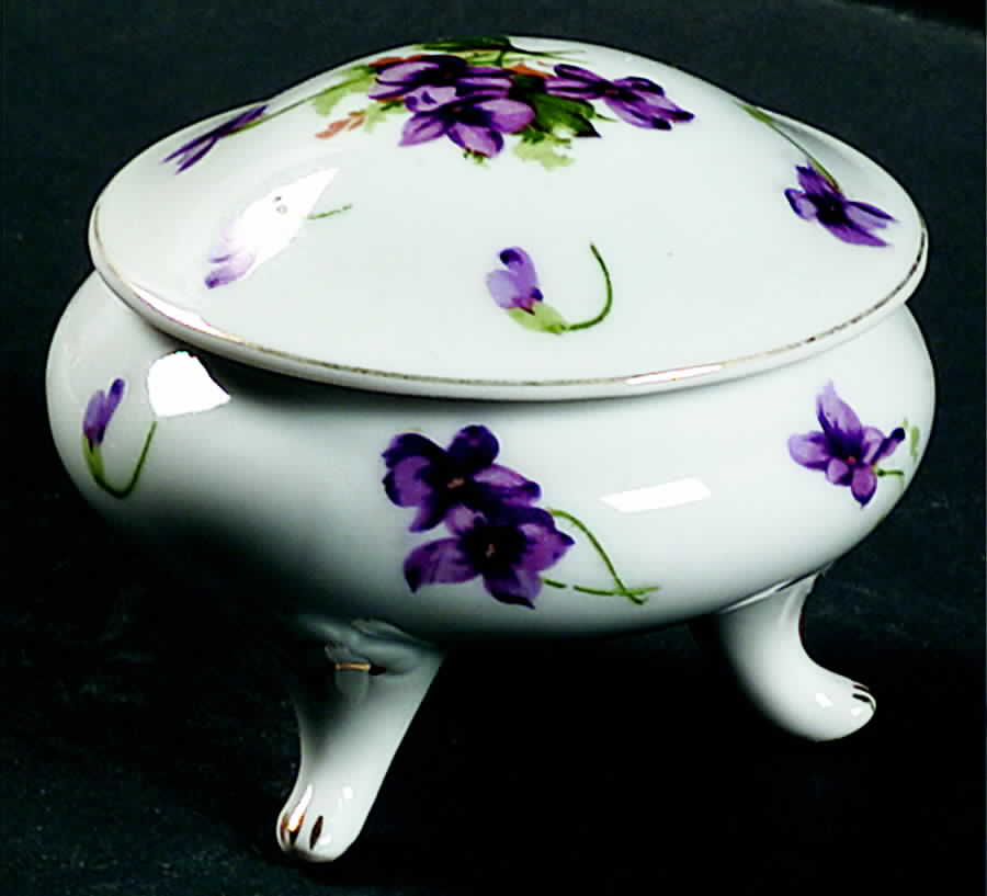 Sweet Violets Trinket Box & Lid by Norcrest-1