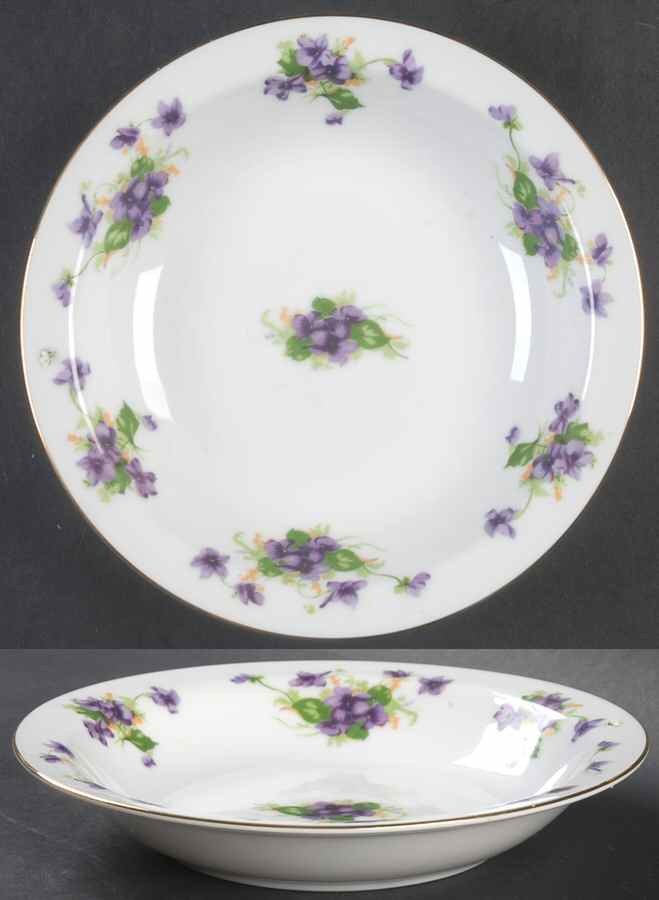Sweet Violets Rim Soup Bowl by Norcrest-1
