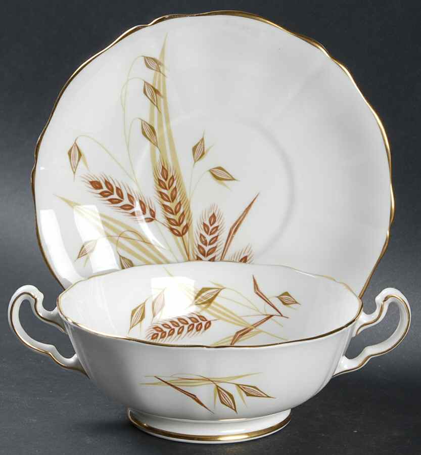 Golden Horizon Footed Cream Soup Bowl & Saucer Set by Northumbria-1