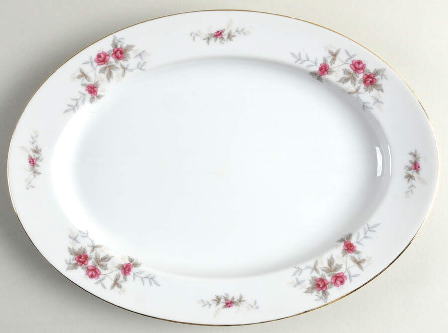 Highland Rose 12" Oval Serving Platter by Nasco (Japan)-1