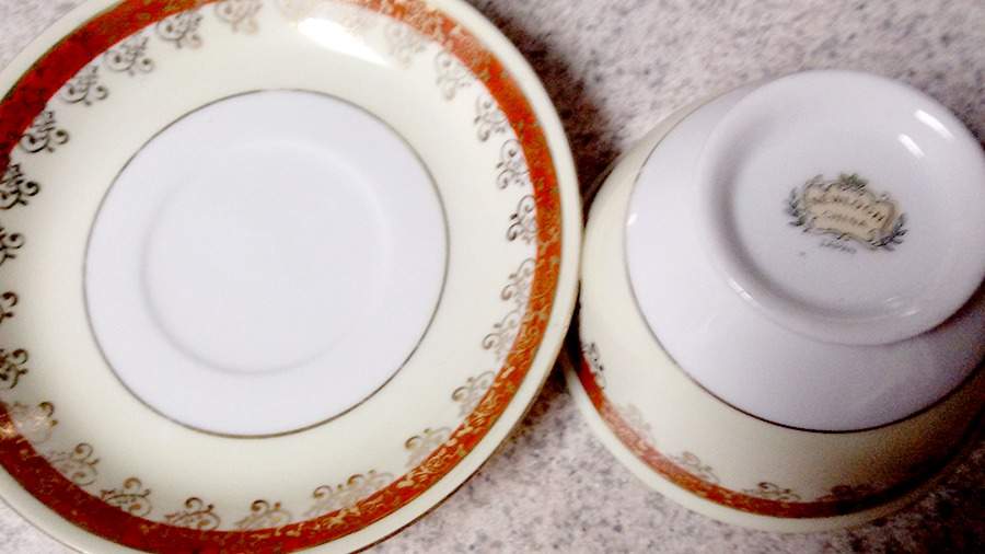 NEK3 Footed Cup & Saucer Set by Newloch (Japan)-1