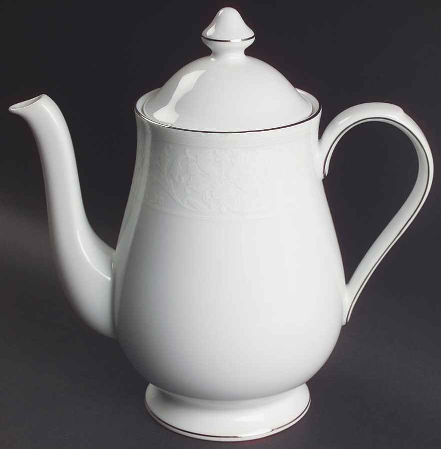 White Lace Platinum Coffee Pot & Lid by Nikko-1