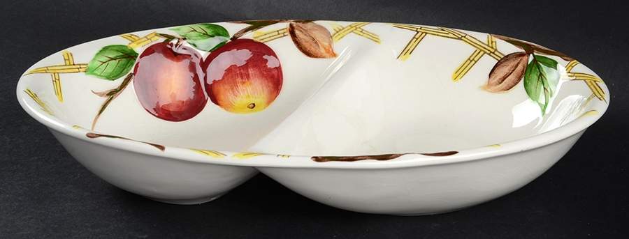 Crab Apple 11" Oval Divided Vegetable Bowl by Nola Ware (Japan)-1