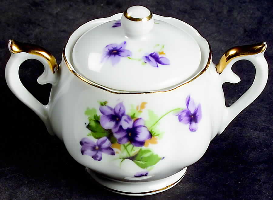 Sweet Violets Toy Sugar Bowl & Lid by Norcrest-1