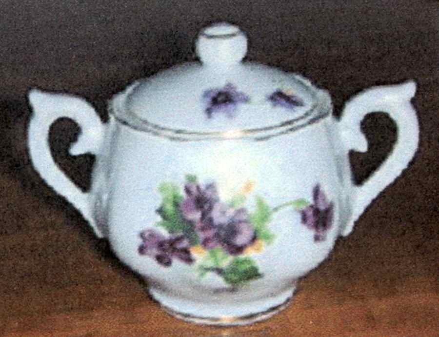 Sweet Violets Toy Sugar Bowl & Lid by Norcrest-1