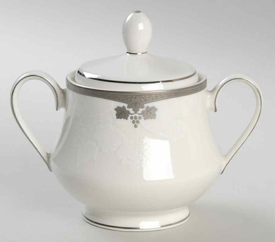 Platinum Ambrosia Sugar Bowl & Lid by Nikko-1