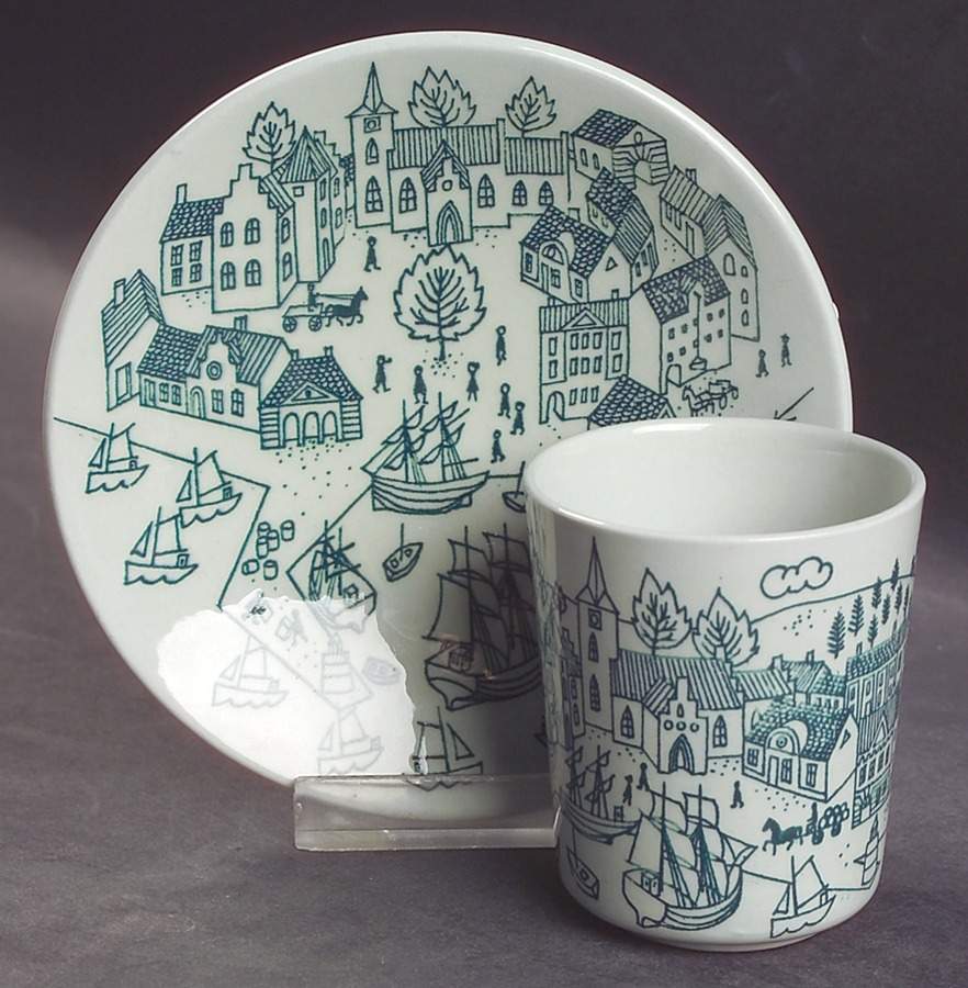 Hoyrup Flat Demitasse Cup & Saucer Set by Nymolle (Denmark)-1