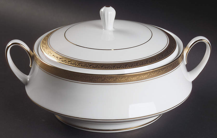 Crestwood Gold Round Covered Vegetable by Noritake-1