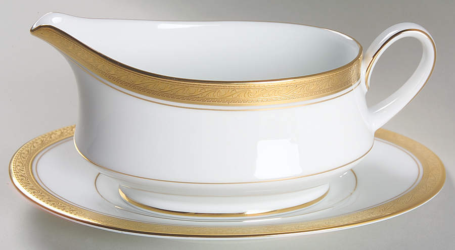 Crestwood Gold Gravy Boat & Underplate (Relish/Butter) by Noritake-1