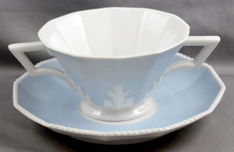 Perl Blue Footed Bouillon Cup & Saucer by Nymphenburg-1