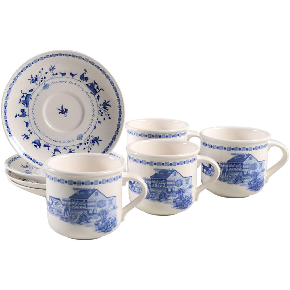 An America For All Seasons Flat Cup & Saucer Set - Set of 4 by Nikko-1