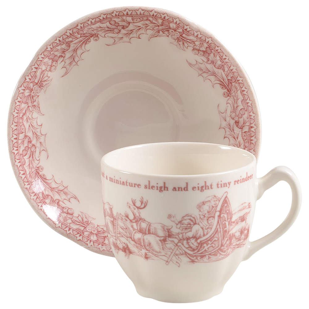 Twas the Night Before Christmas Flat Cup & Saucer Set - Set of 4 by Noble Excellence-1