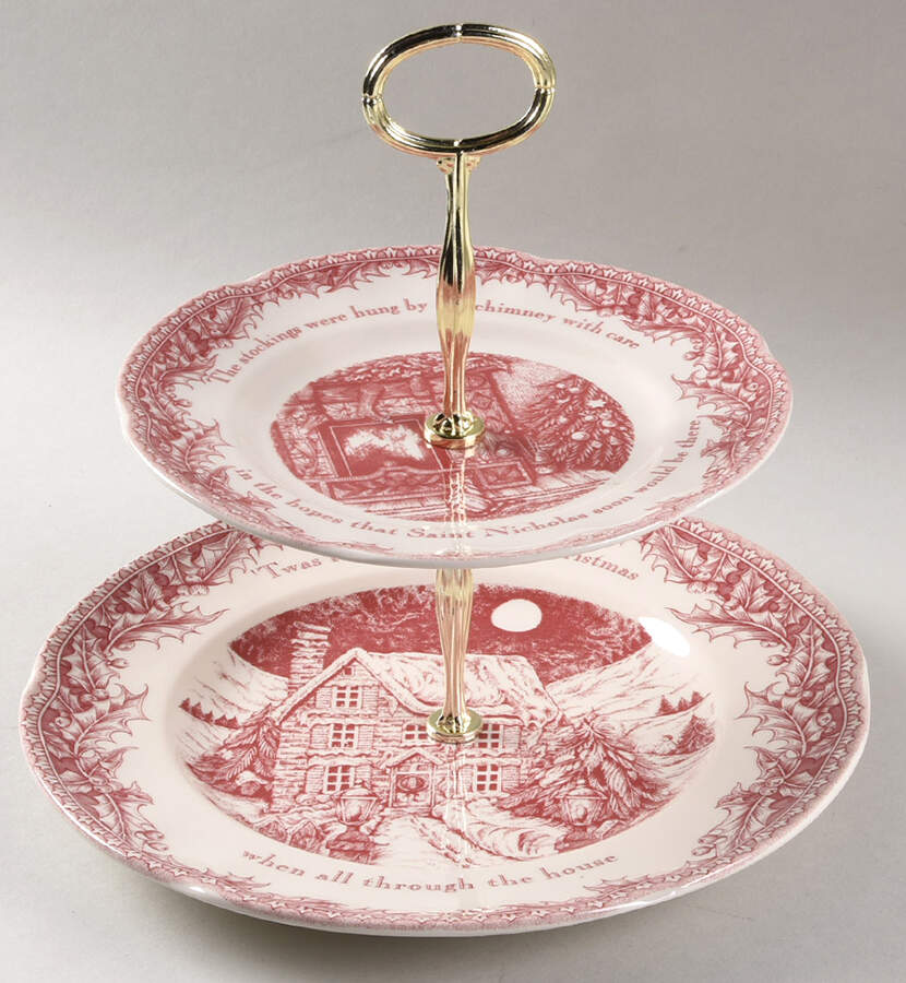 Twas the Night Before Christmas 6 5/8"-10"  2 Tiered Serving Tray (Dp, Sp) HC by Noble Excellence-1