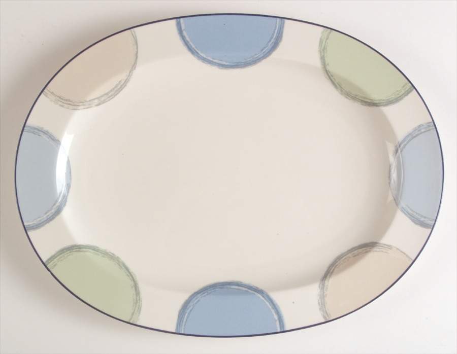 Java Blue 14" Oval Serving Platter by Noritake-1