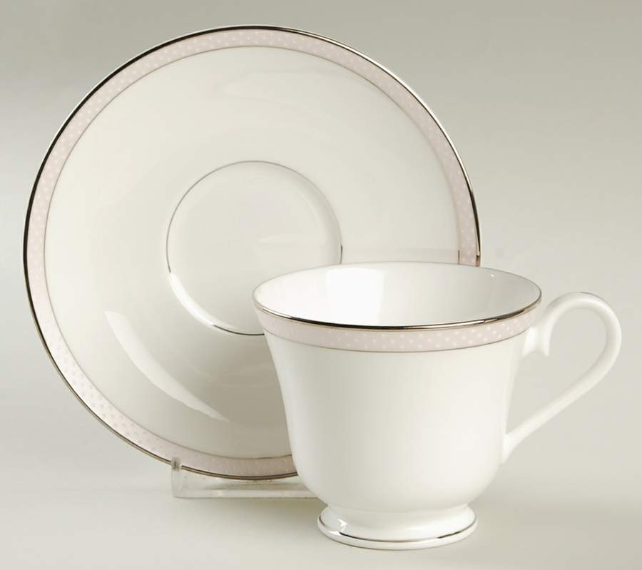 Blush Beaded Pearl Footed Cup & Saucer Set by Nikko-1