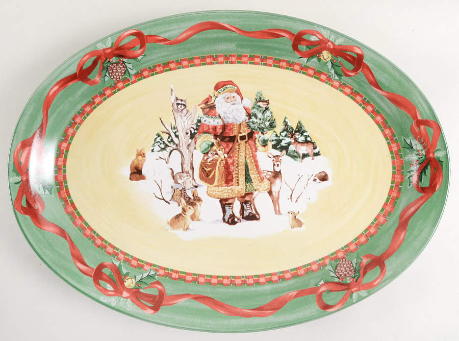 Woodland Santa 16" Oval Serving Platter by Noble Excellence-1