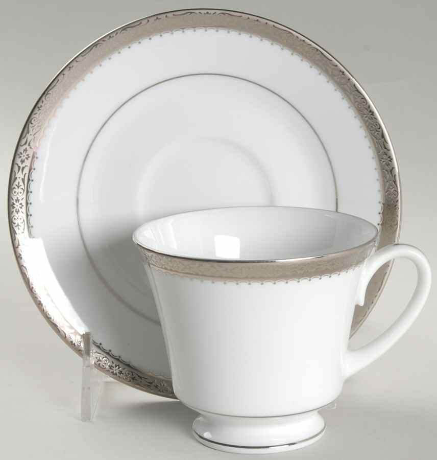 Essex Platinum Footed Cup & Saucer Set by Noritake-1