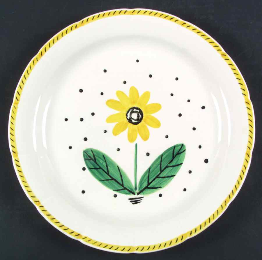 Lotus (Yellow Flower, Black Dots) Chop Plate (Round Platter) by Nikko-1