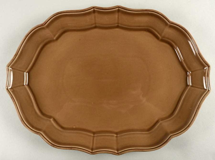 Toscano Taupe 17" Oval Serving Platter by Noble Excellence-1