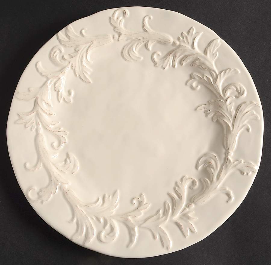 Embossed Floral Cream Dinner Plate by Noble Excellence-1