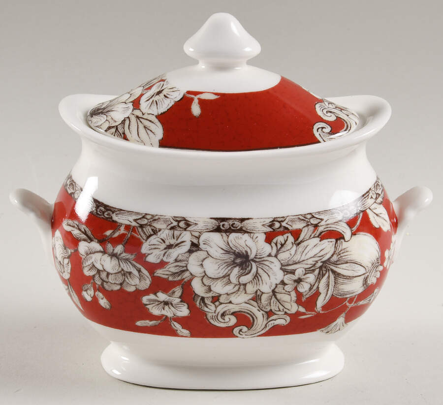 Hawthorne Brick Red Sugar Bowl & Lid by Noble Excellence-1