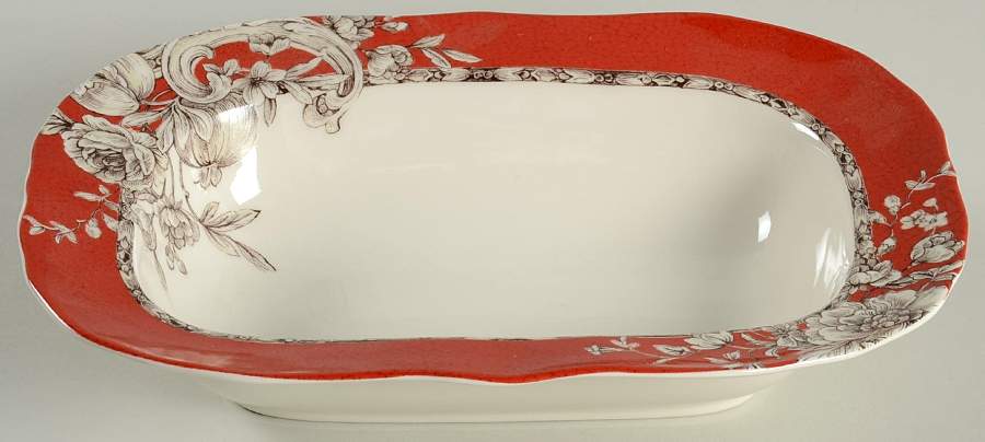 Hawthorne Brick Red 11" Oval Vegetable Bowl by Noble Excellence-1