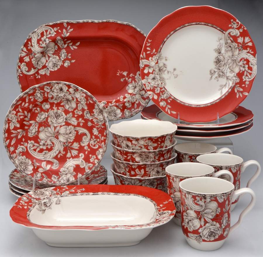 Hawthorne Brick Red 18 Piece Set by Noble Excellence-1