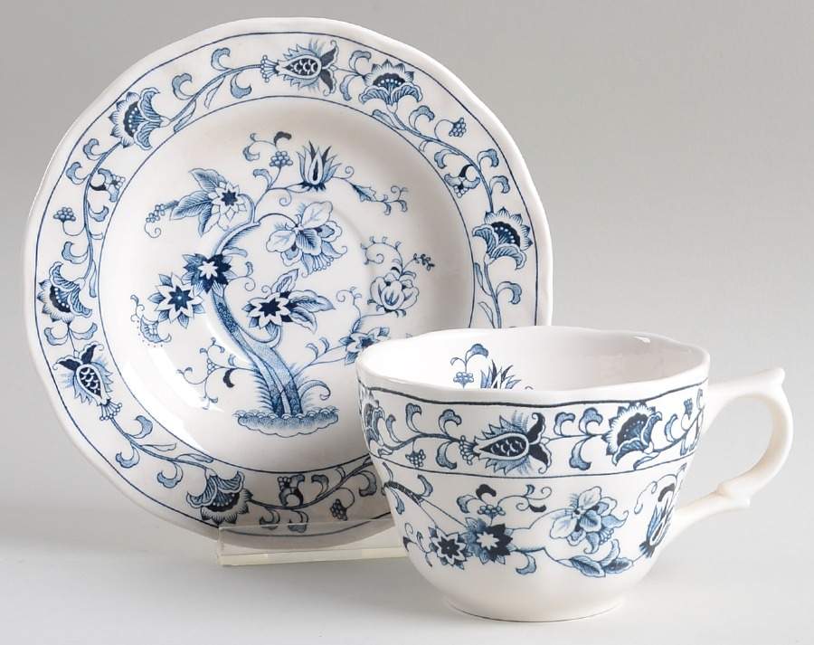 Ming Tree Blue (Fine Tableware Backstamp) Flat Cup & Saucer Set by Nikko-1