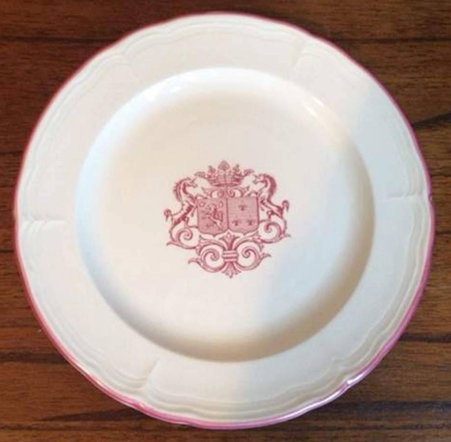 Armorial Red Dinner Plate by Niderviller (France)-1