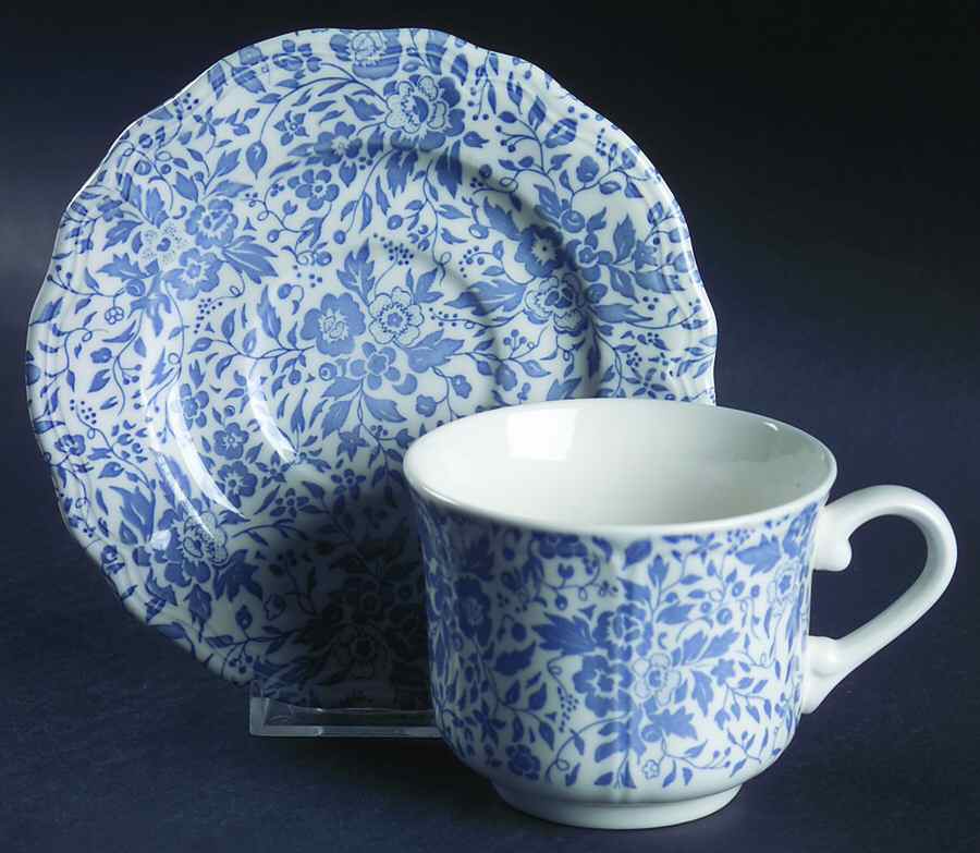 Chintz Cornflower Blue Flat Cup & Saucer Set by Open Home-1