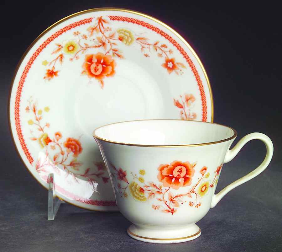 Lotus Garden Footed Cup & Saucer Set by Oxford (Div of Lenox)-1