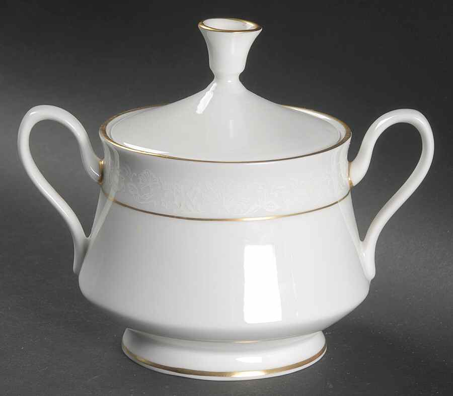 White Lace Sugar Bowl & Lid by Oxford (Div of Lenox)-1