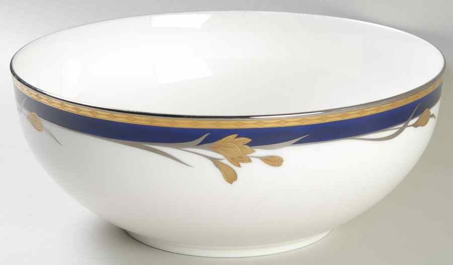 24K Cobalt Blue 8" Round Vegetable Bowl by Oscar De La Renta-1