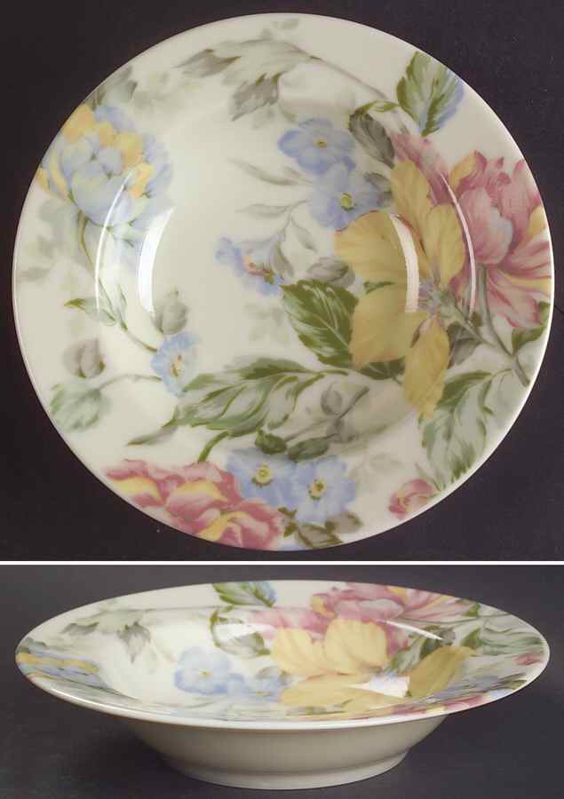 English Tapestry Rim Fruit/Dessert (Sauce) Bowl by Oscar De La Renta-1