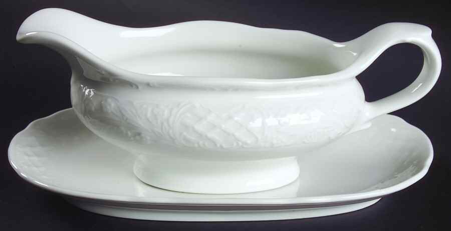 Old Dresden Gravy Boat & Underplate (Relish/Butter) by Oscar De La Renta-1