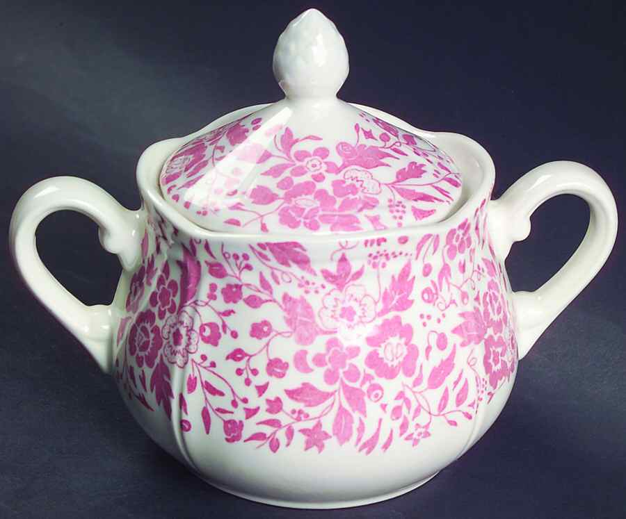 Chintz Dusty Rose Sugar Bowl & Lid by Open Home-1