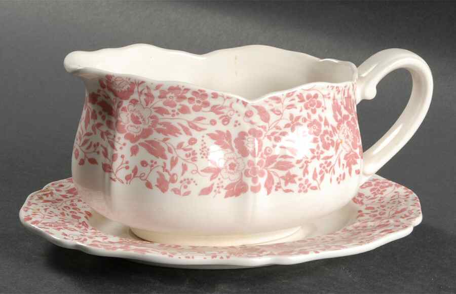 Chintz Dusty Rose Gravy Boat & Underplate by Open Home-1