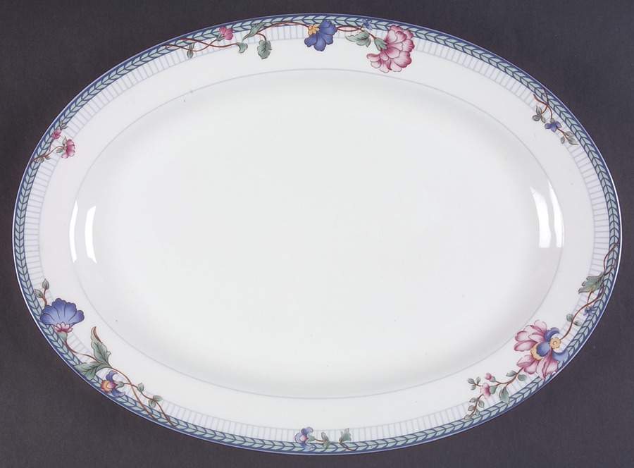 Blue Lattice 14" Oval Serving Platter by Oneida-1
