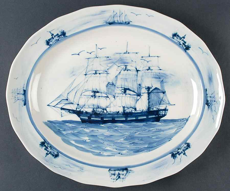Nautical 17" Oval Serving Platter by Oxney Green-1