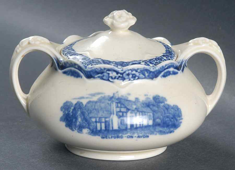 Country Side (Blue) Sugar Bowl & Lid by Old Hall-1